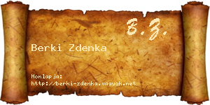 Berki Zdenka névjegykártya